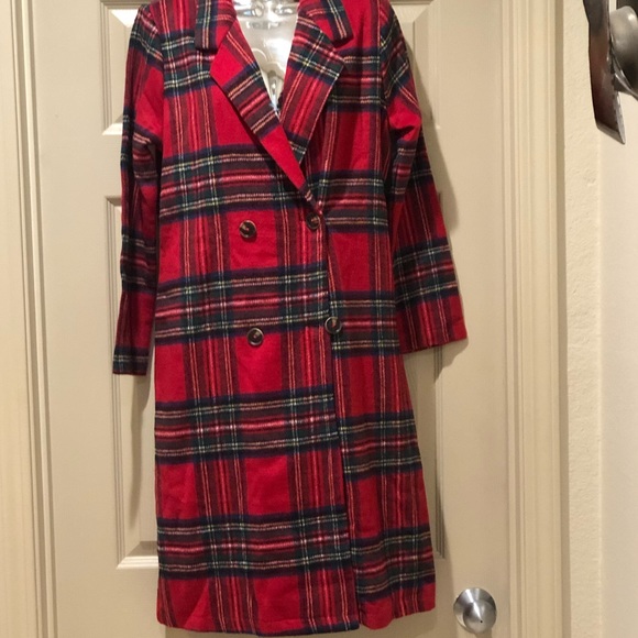 ROYAL PLAID LONG TRENCH COAT small NWT - Picture 4 of 9